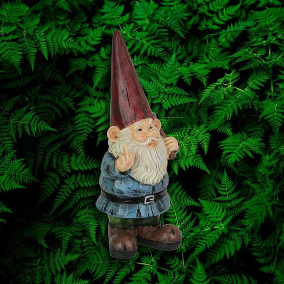 12in Grumpy Gnome Flipping The Bird Garden Sculpture Home Decor Outdoor Statue - Picture 4 of 8